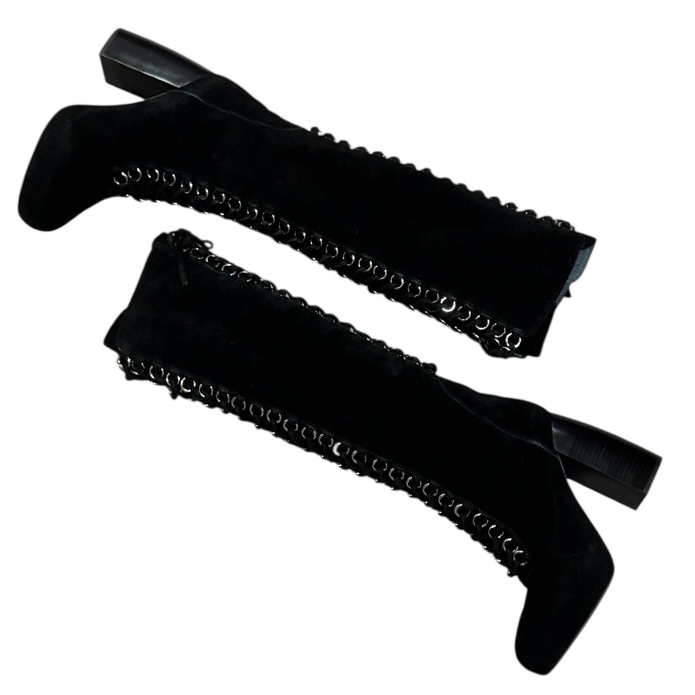 Jeffrey Campbell O-ring Lace Front Suede Knee High Corset Boots